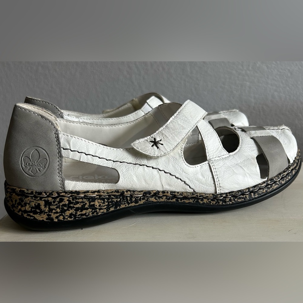 Rieker 85011 White Leather Mary Jane Comfort Walking Shoes EU 42 US Women’s 11 - Picture 2 of 9